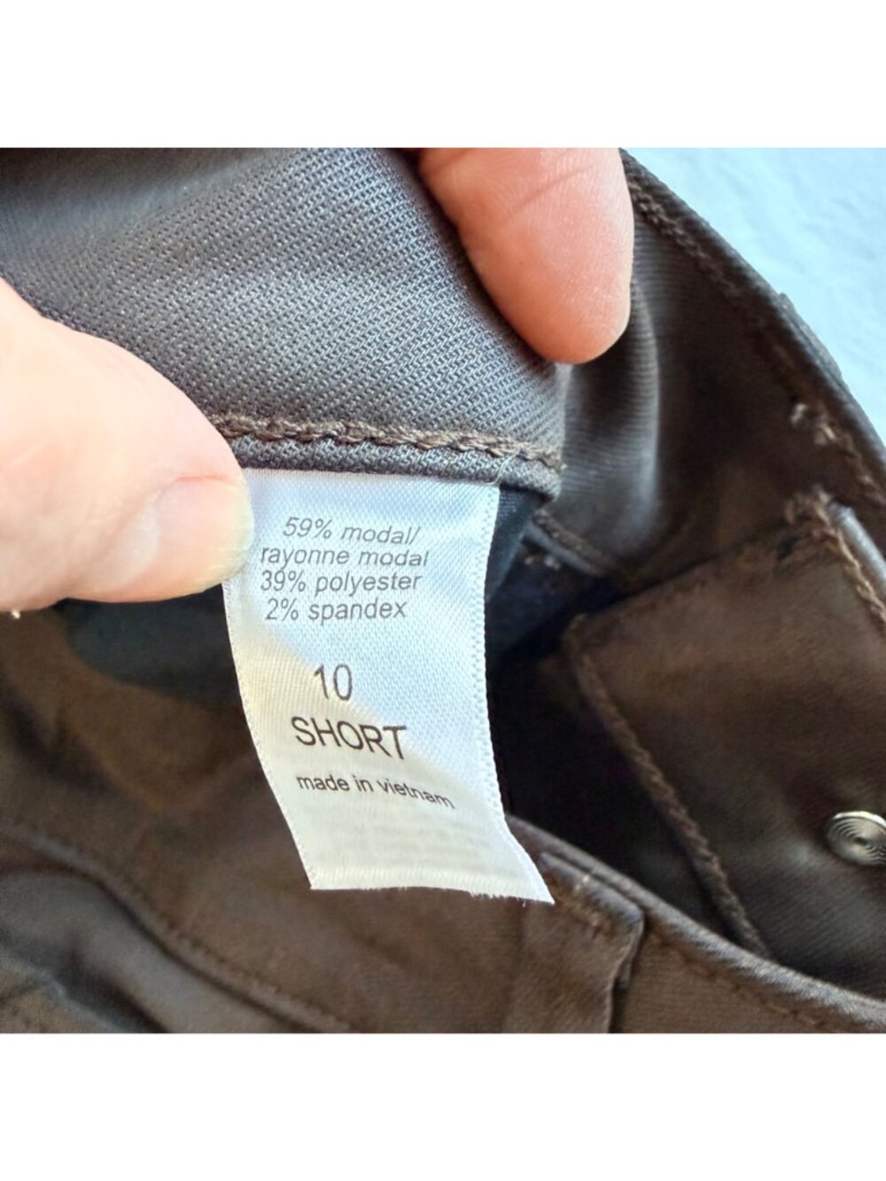 Edgely By Maurices High Rise Brown Coated Slim Straight Brown Jeans 10 Short - Picture 5 of 10